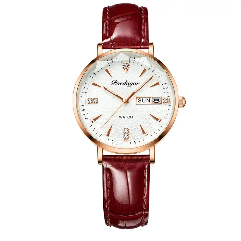 Luxury Ultra-thin Leather Ladies Watch - Waterproof & Luminous