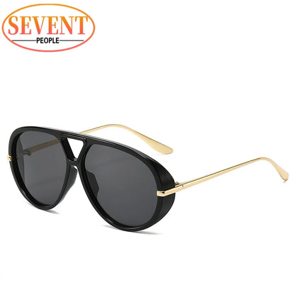 Oversized Oval Punk Pilot Sunglasses Women Big 2025 Luxury Brand Vintage Metal Frame Sun Glasses for Ladies UV400 Shield Eyewear