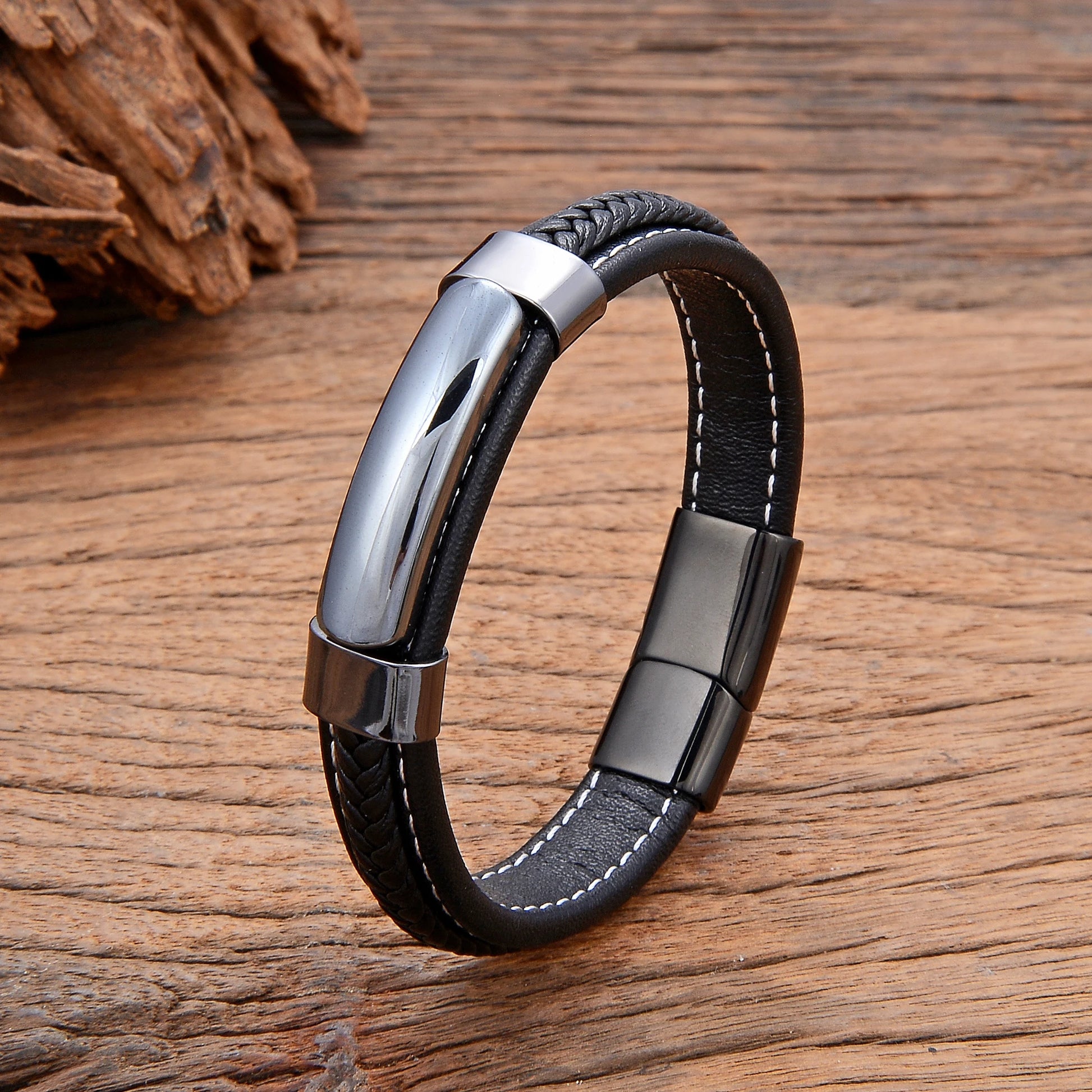 Natural Hematite Pink Crystal Tiger Eye Stone Bracelets Men's  Jewelry Braided Leather Handmade Male Bangles New In 2022