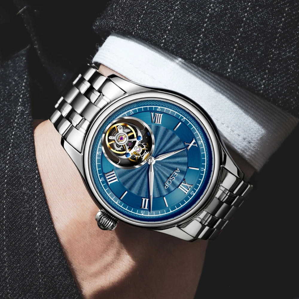 Aesop loja de relógios oficiais voando tourbillon movimento relógios de pulso mecânicos relógios de esqueleto para menes luxo à prova dwaterproof água 2025a