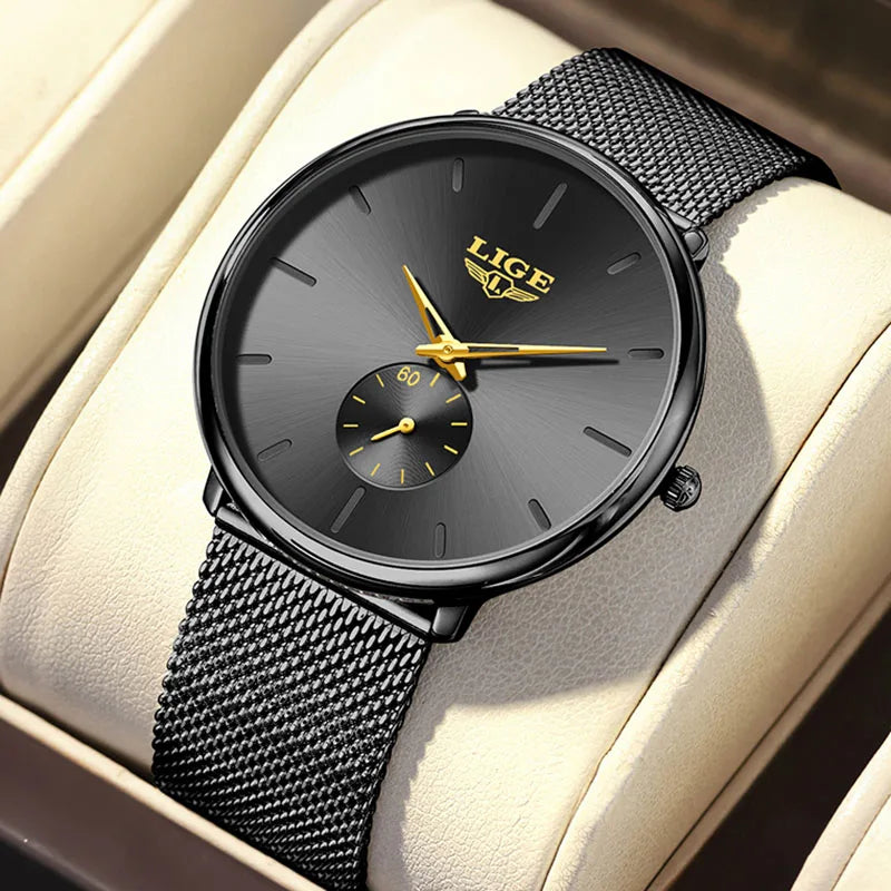 LIGE Ultra Slim Mesh Quartz Watch for Women - Elegant & Waterproof