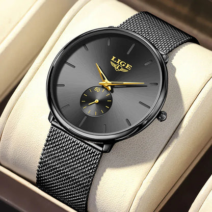 LIGE Ultra Slim Mesh Quartz Watch for Women - Elegant & Waterproof