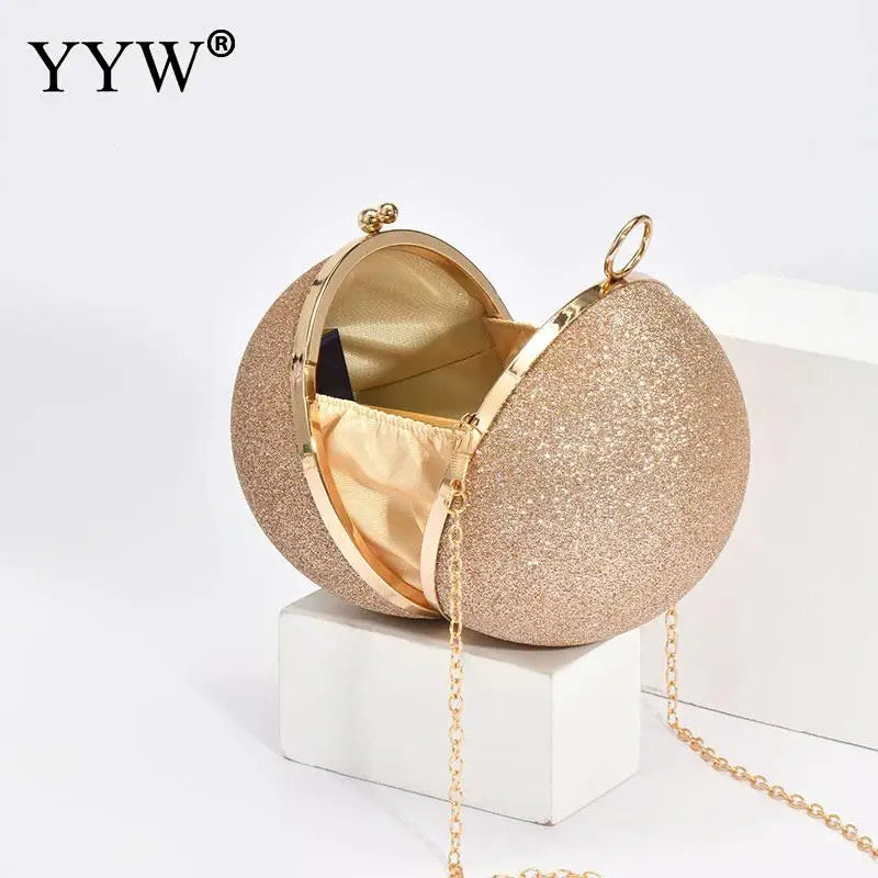 Saco de embreagem noite de casamento para mulheres, bolsas redondas, bolsas crossbody, bolsas de ombro, ouro rosa, bolsa festa