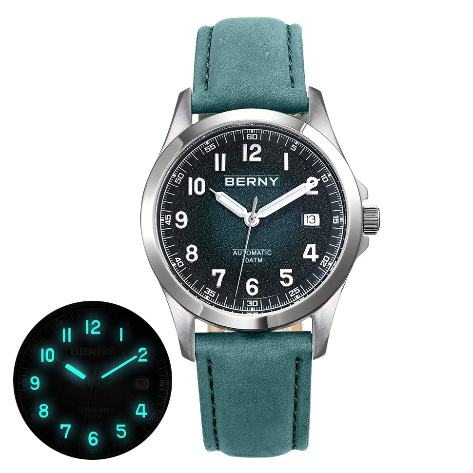 BERNY Men's Sapphire Automatic Watch - Luminous & Waterproof