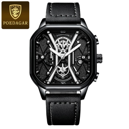 POEDAGAR Luxury Luminous Chronograph Men's Watch