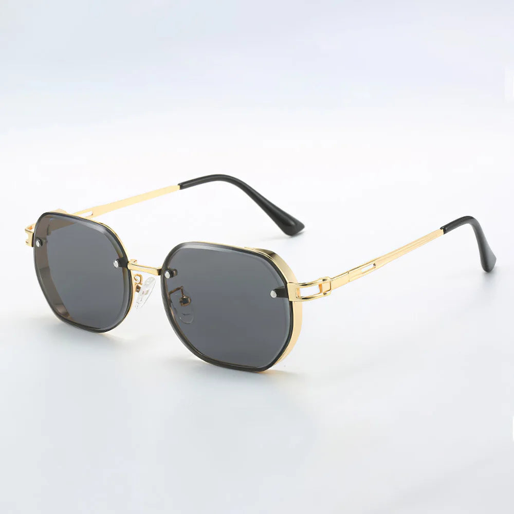 Elegant Black Frame Women's Sunglasses with Gold Trim