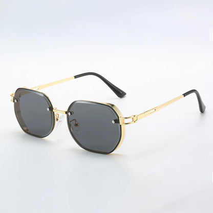 Elegant Black Frame Women's Sunglasses with Gold Trim