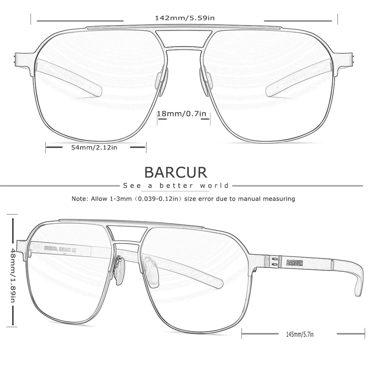 BARCUR Original Brand Designer Sunglasses for Men Polarized Fashion Square Sun Glasses Shades UV400 Eyewear Oculos Gafas De Sol