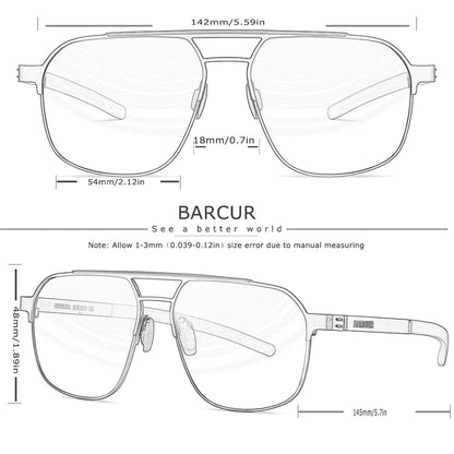 BARCUR Original Brand Designer Sunglasses for Men Polarized Fashion Square Sun Glasses Shades UV400 Eyewear Oculos Gafas De Sol