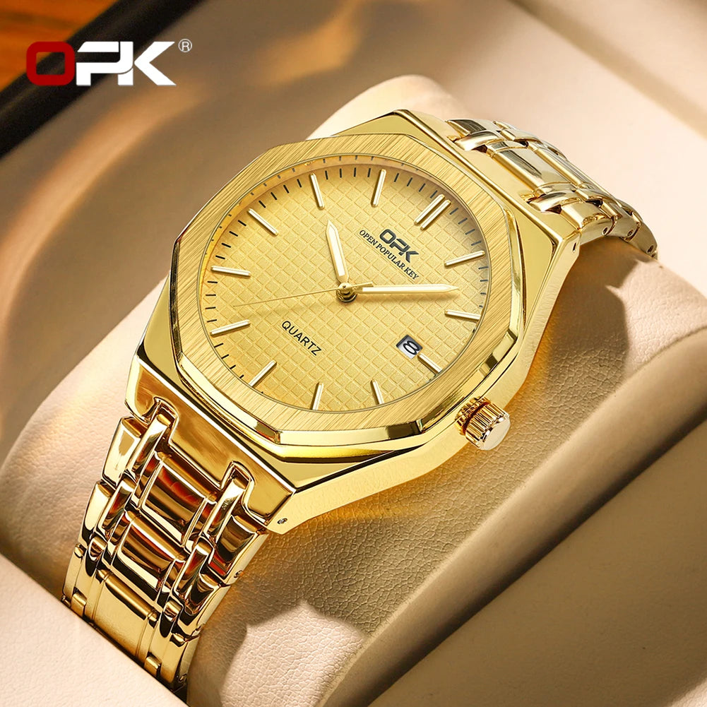 OPK 8139 Luminous Waterproof Stainless Steel Watch