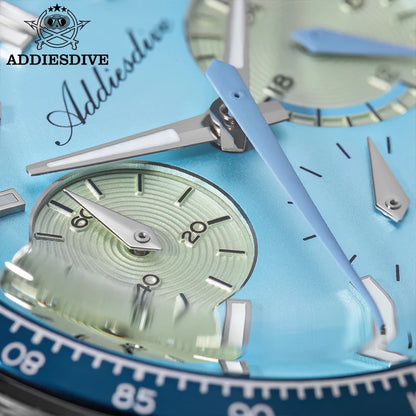 ADDIESDIVE New Men's Watches Bubble Glass 37mm Retro VK63 Chronography Quartz Watches Waterproof BGW9 Luminous Sports Wristwatch