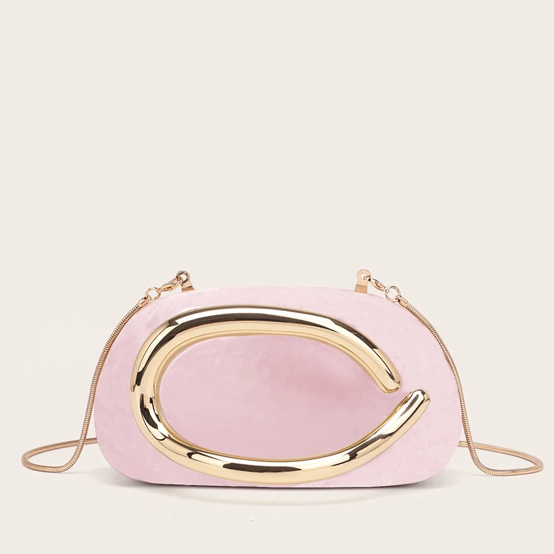 Elegant Acrylic Clutch with Metal Handle
