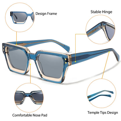 CATERSIDE Vintage Men's Polarized Sunglasses Acetate Frame High-Quality Sun glasses Brand Design Women's Party Driving Glasses