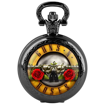 Elegant Quartz Pocket Watch with Rose Design