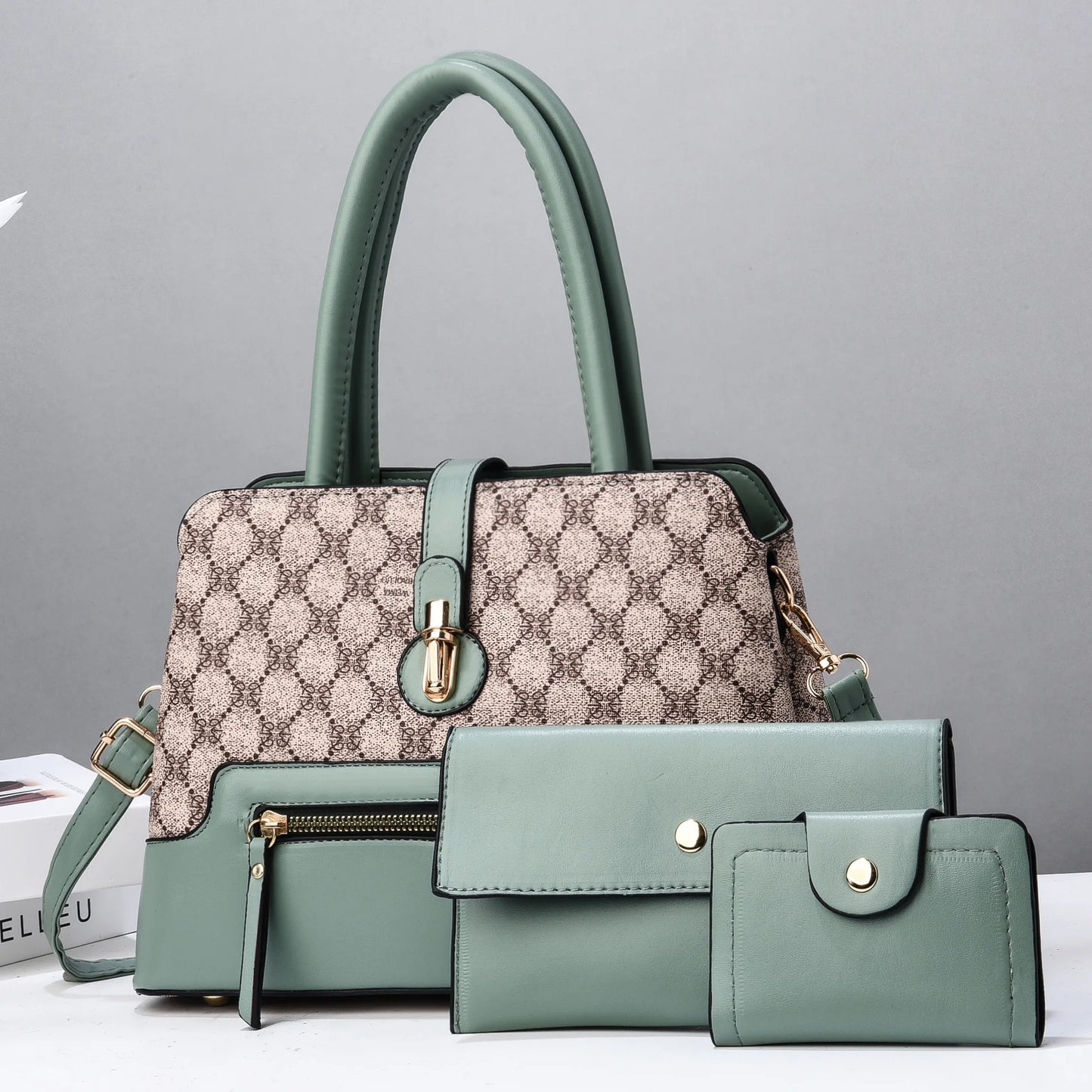 3 pçs/set moda tendência feminina bolsa tote bolsa de embreagem feminina com chique pequena carteira feminina viajando compras totes sacos conjunto