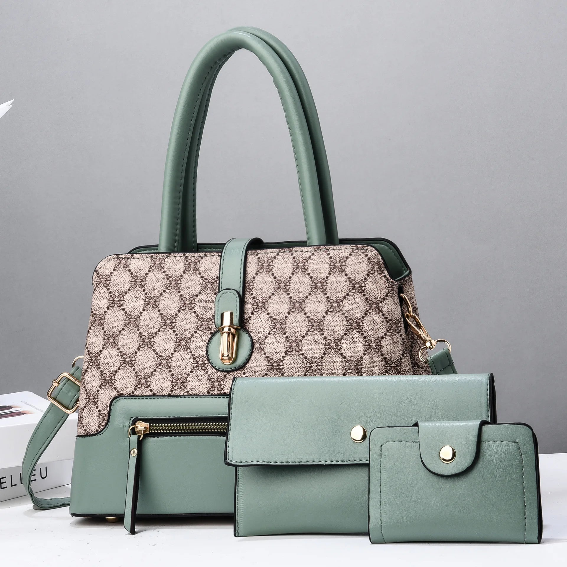 3 pçs/set moda tendência feminina bolsa tote bolsa de embreagem feminina com chique pequena carteira feminina viajando compras totes sacos conjunto