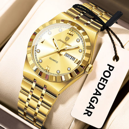 POEDAGAR Luxury Original Ladies Watch Luminous Waterproof Week Date Woman Wristwatch Stainless Steel Women Quartz Watches Female