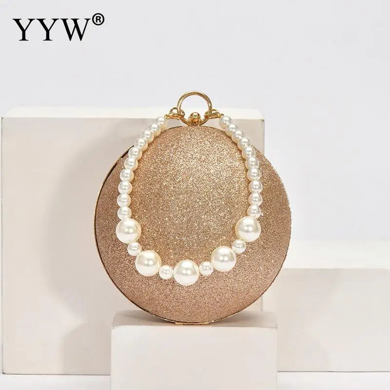 Saco de embreagem noite de casamento para mulheres, bolsas redondas, bolsas crossbody, bolsas de ombro, ouro rosa, bolsa festa