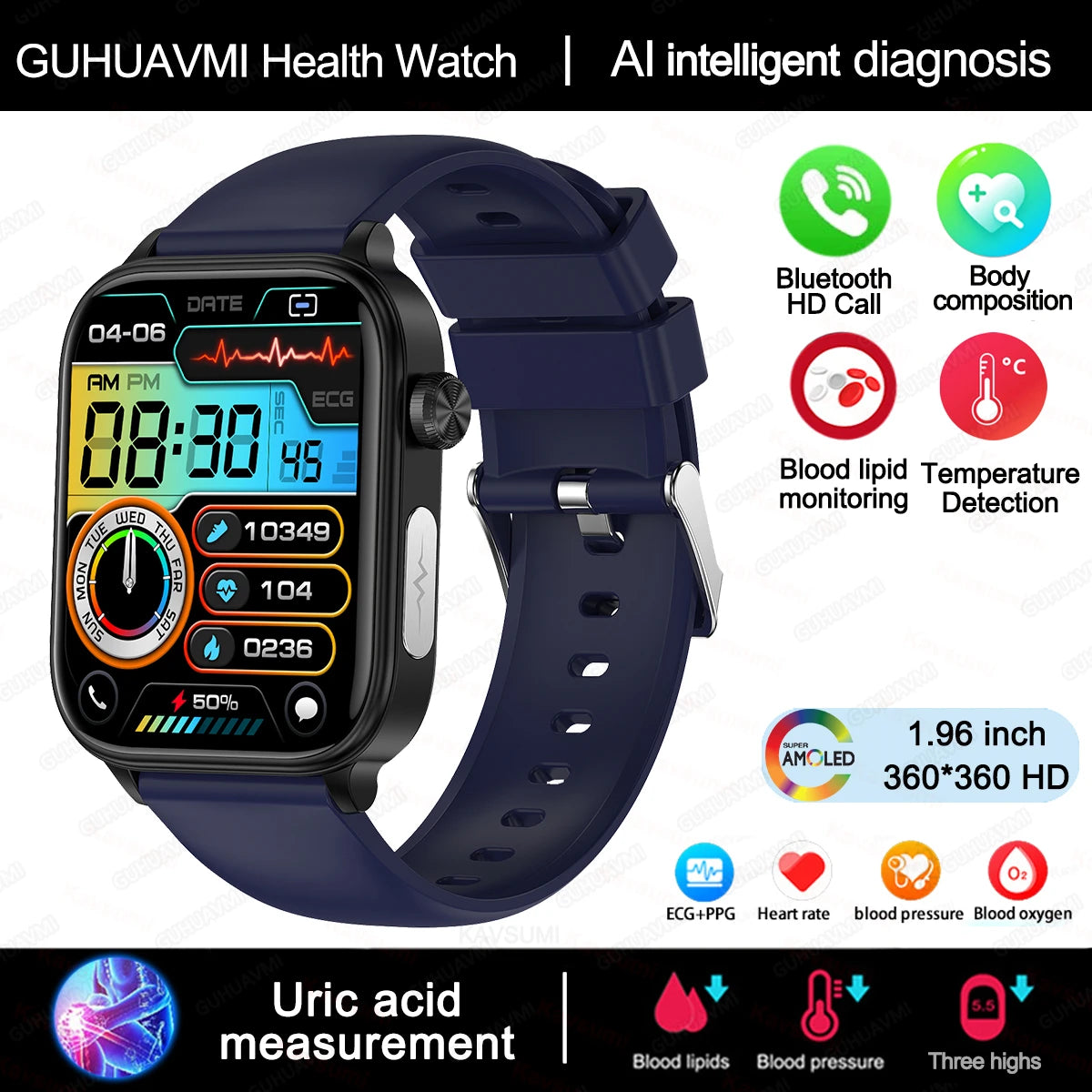 Elegant ECG+PPG Women's Smartwatch with Health Tracking