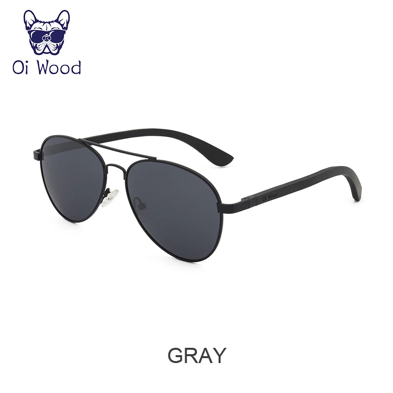 Oi Wood Sunglasses Pilot Sun Glasses Men Women Polarized Eyewear Blue Uv400 Lens