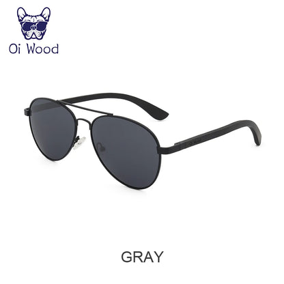 Oi Wood Sunglasses Pilot Sun Glasses Men Women Polarized Eyewear Blue Uv400 Lens