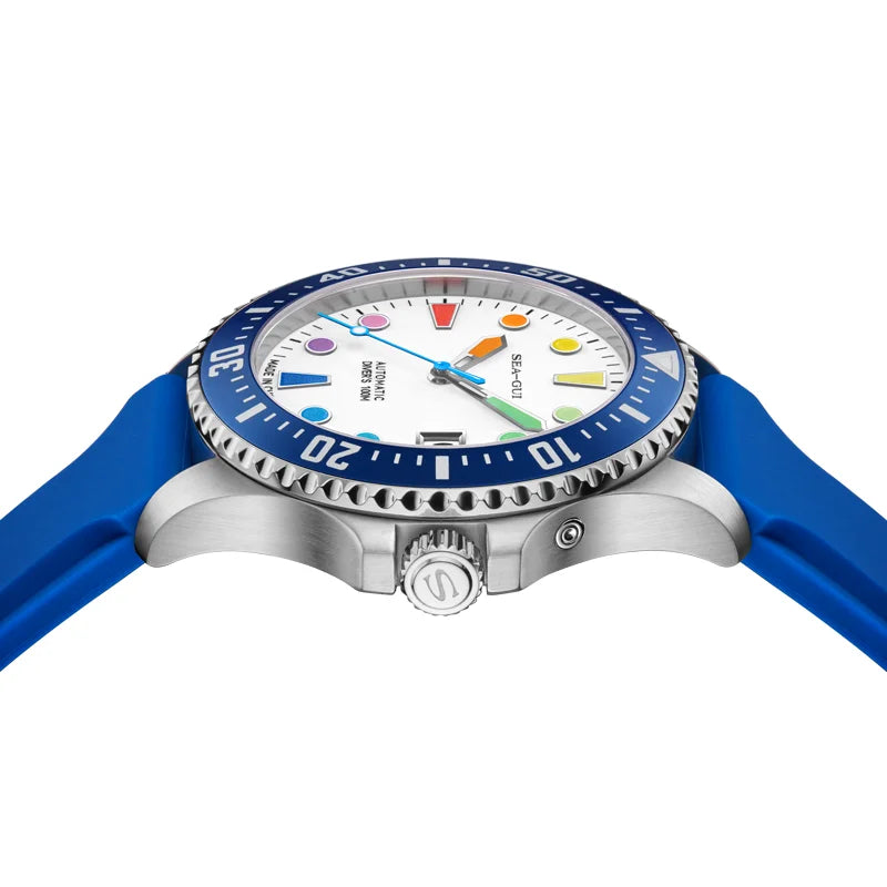 Seagull oceano série relógio masculino 100m à prova dwaterproof água marcadores de cor arco-íris design 44mm relógios mecânicos automáticos marca superior 6205