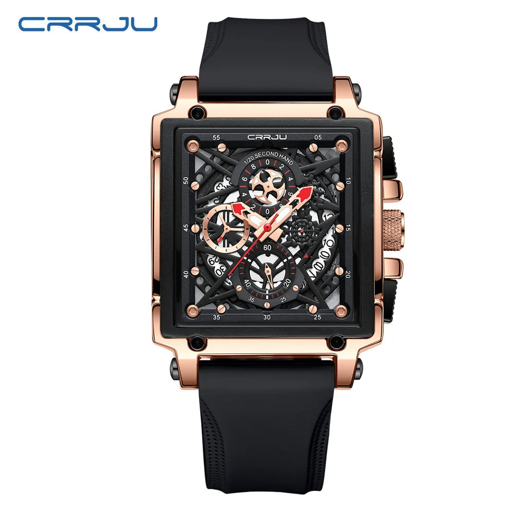 CRRJU Men's Chronograph Sports Watch - Silicone Strap