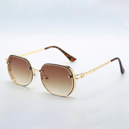 Elegant Black Frame Women's Sunglasses with Gold Trim