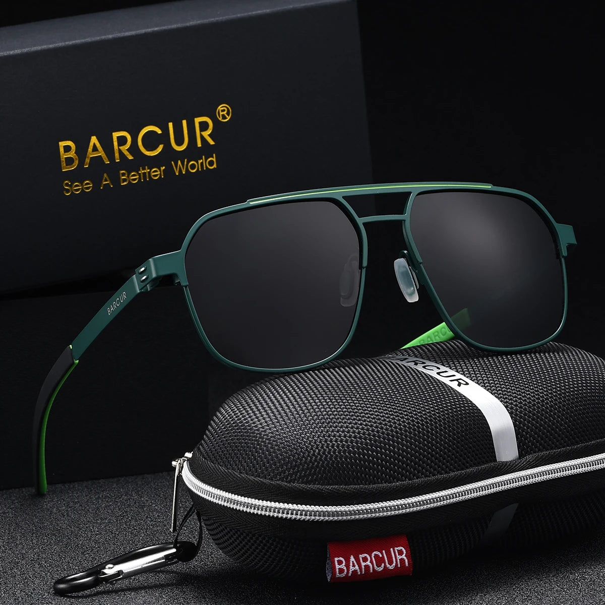 BARCUR Original Brand Designer Sunglasses for Men Polarized Fashion Square Sun Glasses Shades UV400 Eyewear Oculos Gafas De Sol