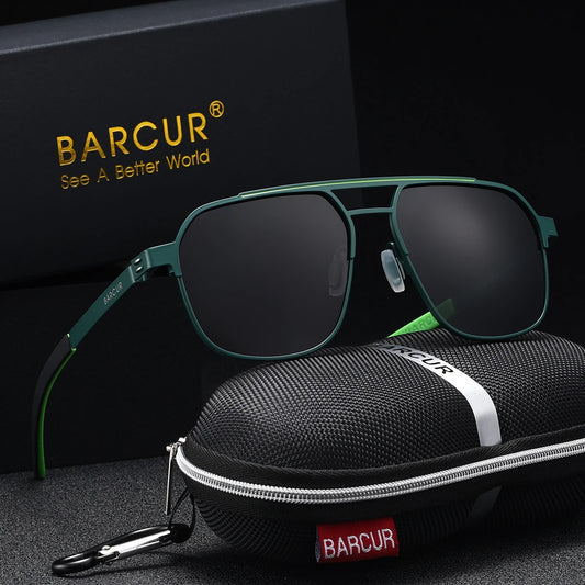 BARCUR Original Brand Designer Sunglasses for Men Polarized Fashion Square Sun Glasses Shades UV400 Eyewear Oculos Gafas De Sol
