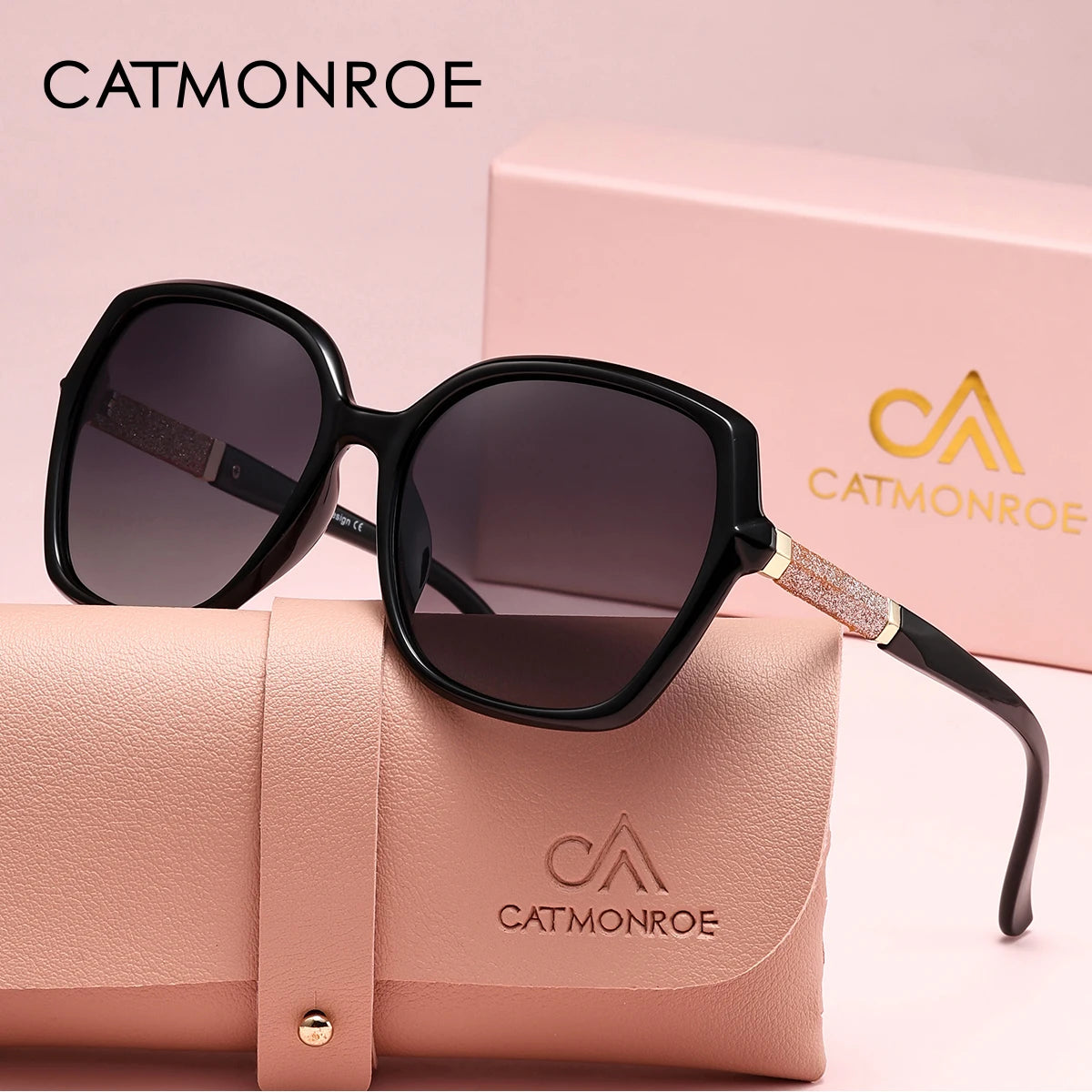 CATMONROE Luxury Polarized Women Sunglasses Butterfly Frame Pink Gift Box Fashion UV400 Sun Glasses Apparel Accessories