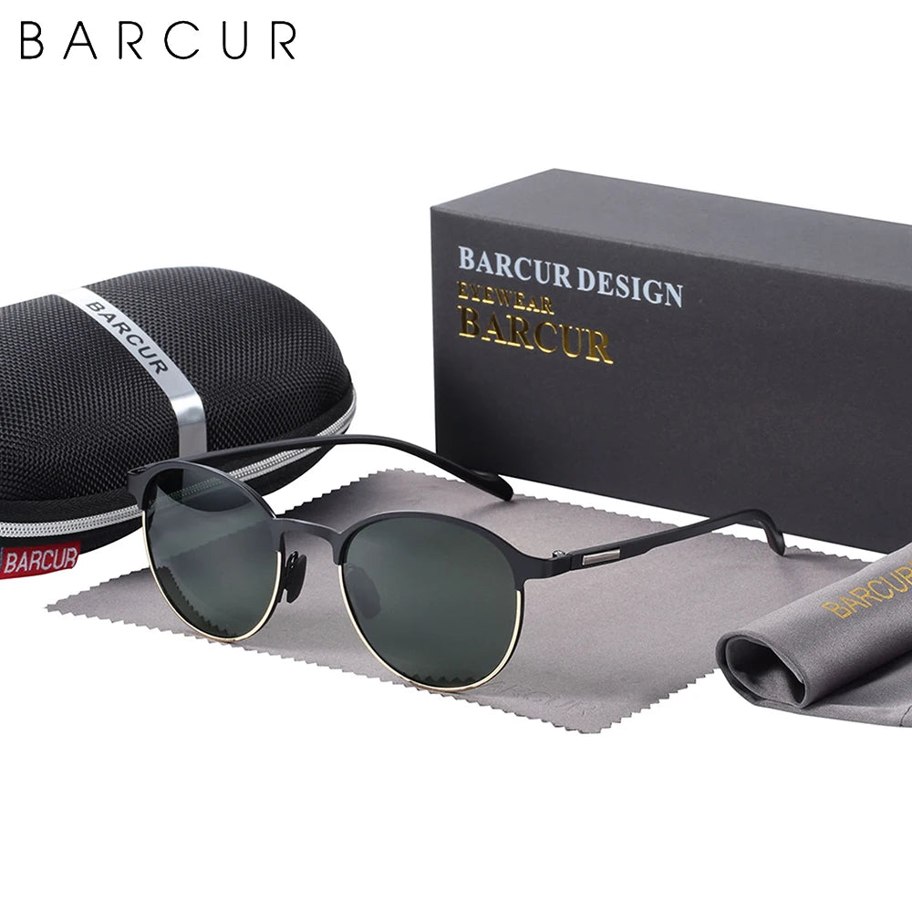 BARCUR TR90 Temples Sunglasses Women Polarized Fashion Sun Glasses Driving Round Ladies Sunglass